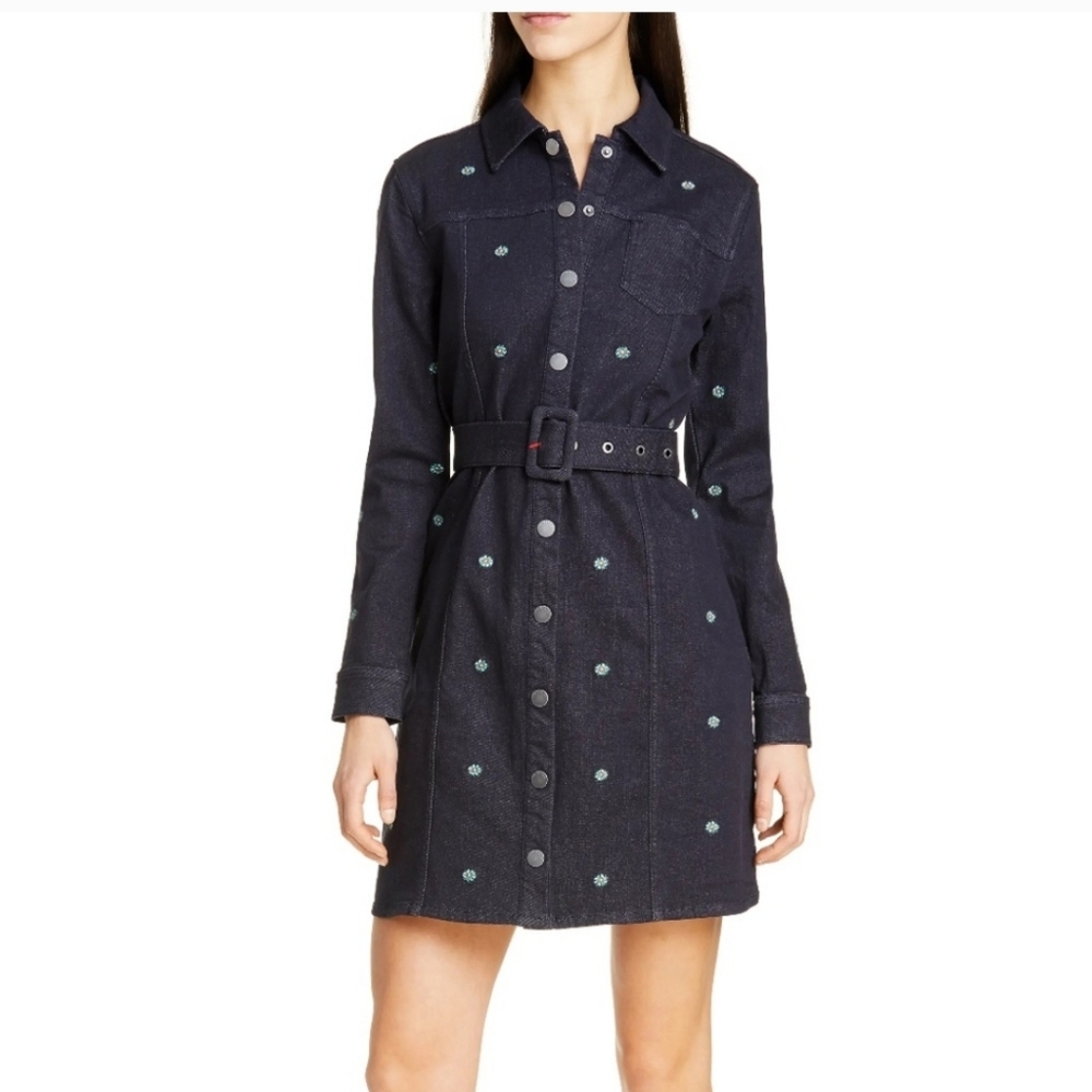 Ted Baker Navy Embroidered Denim Jacket